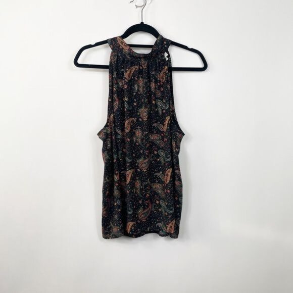 J. Crew Factory Zoe Paisley Metallic Tie-Neck Top NWT Large - Picture 6 of 10